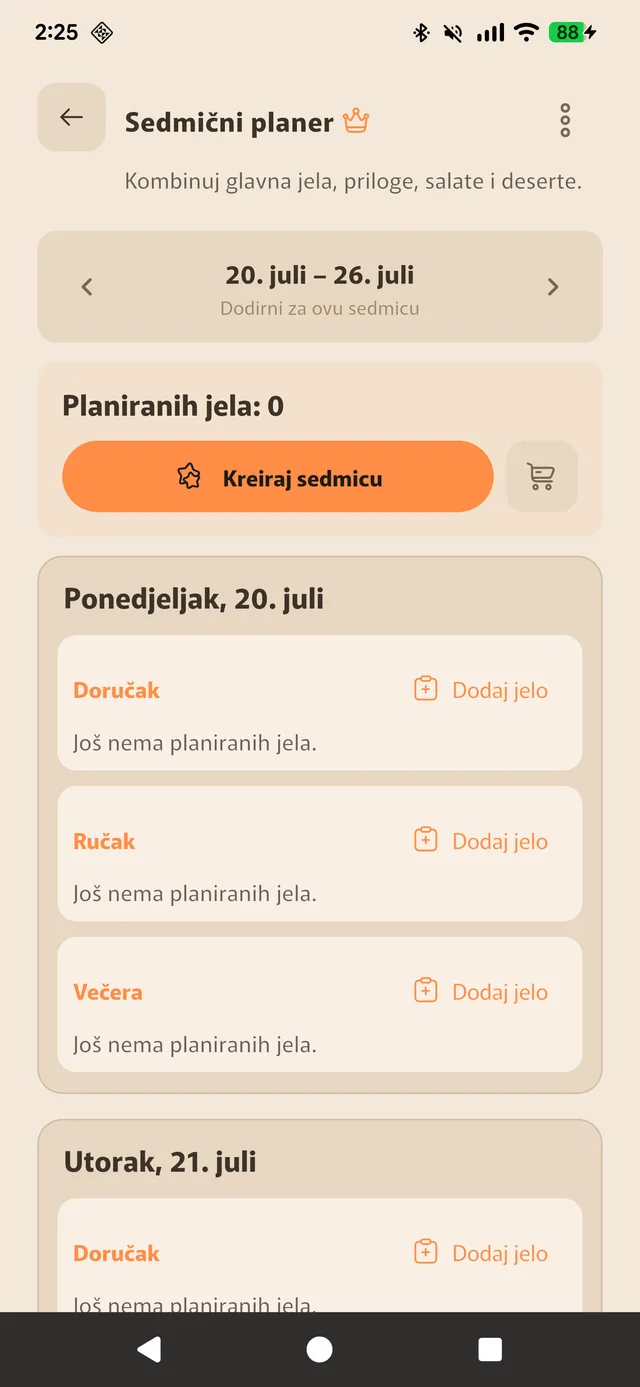 Detaljan sedmični planer obroka
